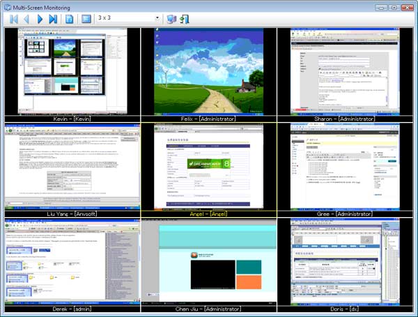 Monitoring multiple computers, capture realtime screenshots