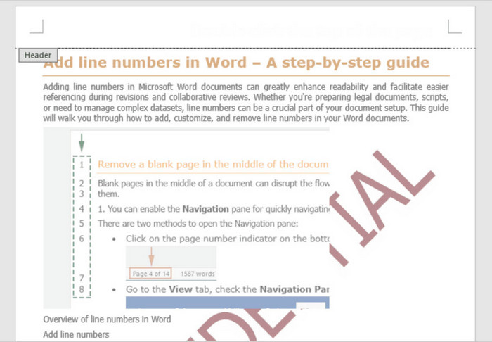 Remove Watermark in Microsoft Word