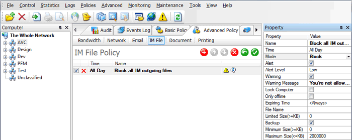 Block IM File Policy