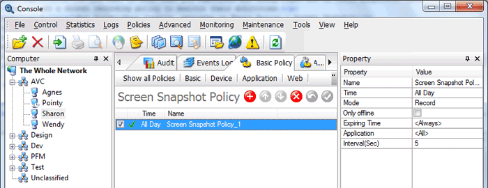 Set Screen Snapshot Policy